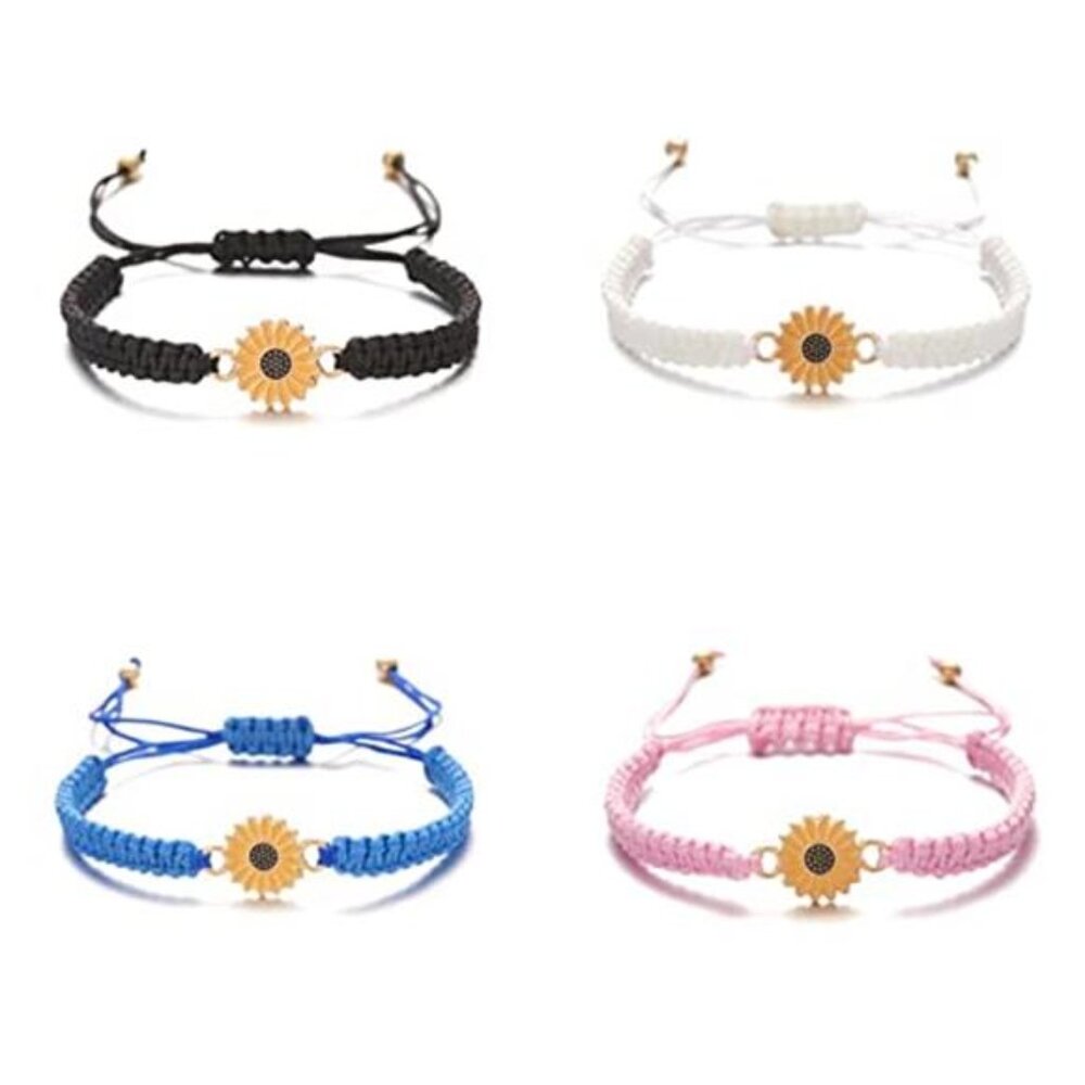 Sunflower Bracelet Adjustable Braided Rope Daisy Charm Friendship Jewelry